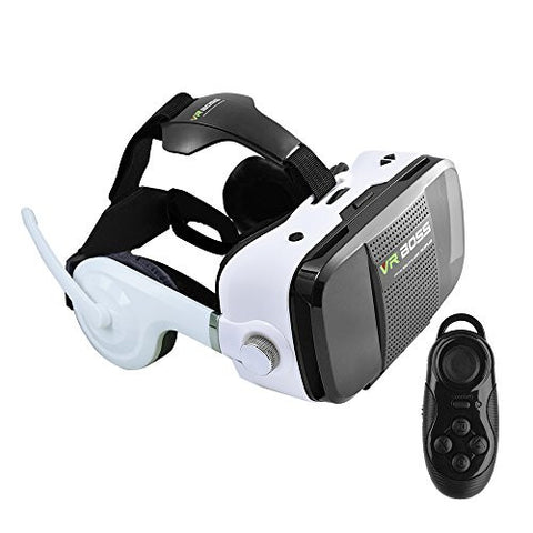 VIGICA VR BOSS Virtual Reality Headset 3D Glasses with Headphone for 4.0-6.3 inch Smartphone with Bluetooth Remote... VIGICA VR BOSS Virtual Reality Headset 3D Glasses with Headphone for 4.0-6.3 inch Smartphone with Bluetooth Remote...