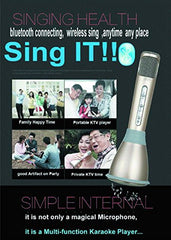 VIGICA K068 Mini KTV Player 2 in 1 Home Karaoke Player Full Metal K Song Microphone With Wireless Bluetooth Speaker Compatible with Android, iPhone, Samsung, other Smartphone
